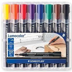 Foto van Staedtler permanent marker lumocolor 352, doos met 8 stuks in geassorteerde kleuren