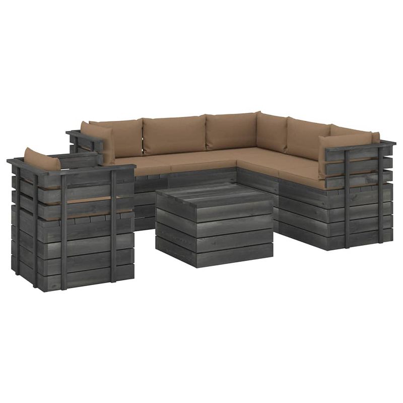 Foto van Vidaxl 7-delige loungeset met kussens pallet massief grenenhout