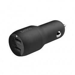 Foto van Belkin dual usb-a car charger, 12w x2 oplader zwart