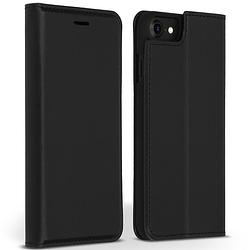 Foto van Accezz premium leather slim book case voor apple iphone se (2022 / 2020) / 8 / 7 / 6(s) telefoonhoesje zwart