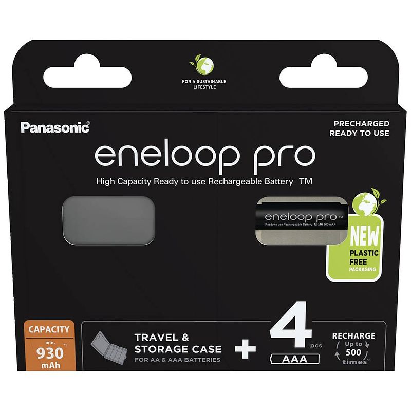 Foto van Panasonic eneloop pro hr03 +box oplaadbare aaa batterij (potlood) nimh 930 mah 1.2 v 4 stuk(s)