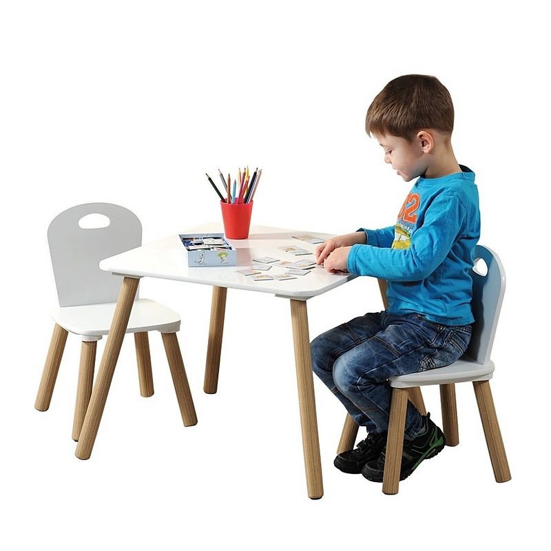 Foto van Mdf kindertafel set met 2 stoelen fsc goedgekeurde zitgroep houten