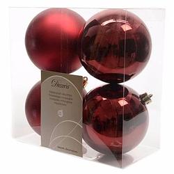 Foto van 8-delige kerstballen set 10 cm donker rood - kerstbal