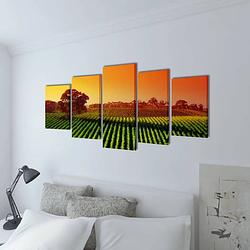 Foto van The living store 5-panelen canvas muurdruk set - 100 x 50 cm - velden/akkers - waterdicht