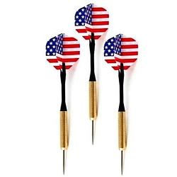 Foto van Dartpijlen set van 3x stuks met amerikaanse/usa vlag flights - darts sportartikelen