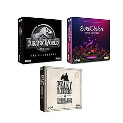 Foto van Spellenset - 3 stuks - jurassic world the boardgame & eurovisie songfestival spel & peaky blinders