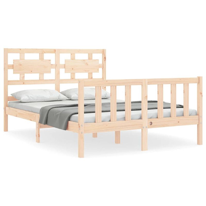 Foto van The living store houten bedframe - massief grenenhout - 195.5 x 125.5 x 100 cm - 120 x 190 cm - montage vereist