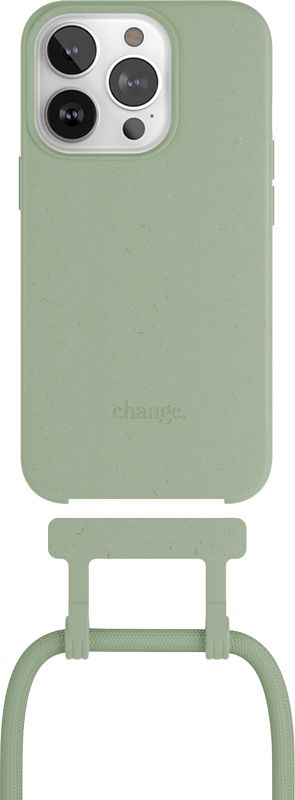Foto van Change case apple iphone 14 pro max back cover met koord groen