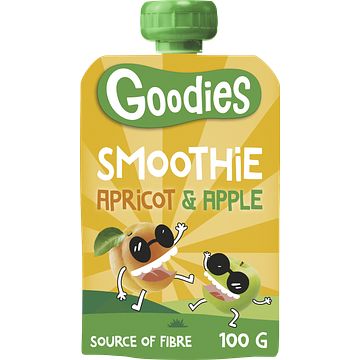 Foto van Goodies knijpfruit smoothie abrikoos & appel 100g aanbieding bij jumbo | 2 + 1 gratis