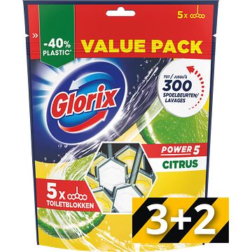 Foto van Glorix power 5 toiletblok citrus 5 stuks bij jumbo