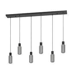 Foto van Eglo majone hanglamp - e27 - smoke glas - 138 cm - zwart