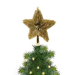 Foto van Kerstboom piek/topper ster glitters goud 23 cm - kerstboompieken