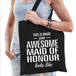 Foto van Awesome maid of honor / getuige cadeau tas zwart voor dames - feest boodschappentassen