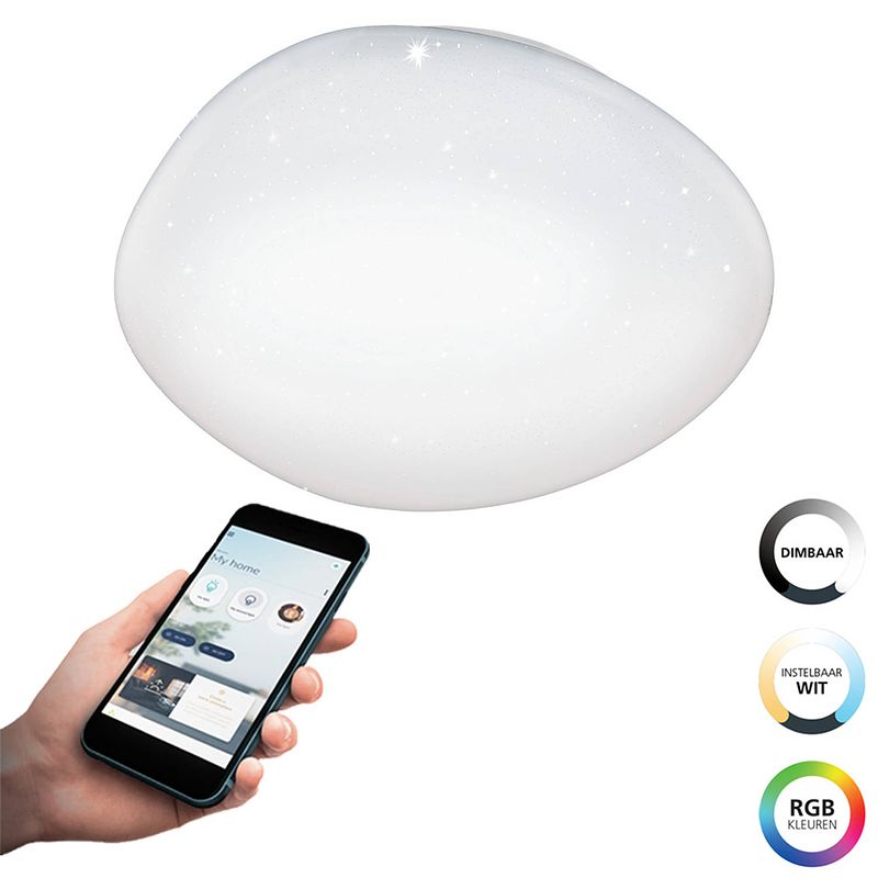 Foto van Eglo connect.z sileras-z smart plafondlamp - ø 43 cm - wit - instelbaar rgb & wit licht - dimbaar - zigbee