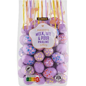 Foto van Jumbo paaseitjes melk, wit & puur praline 500g