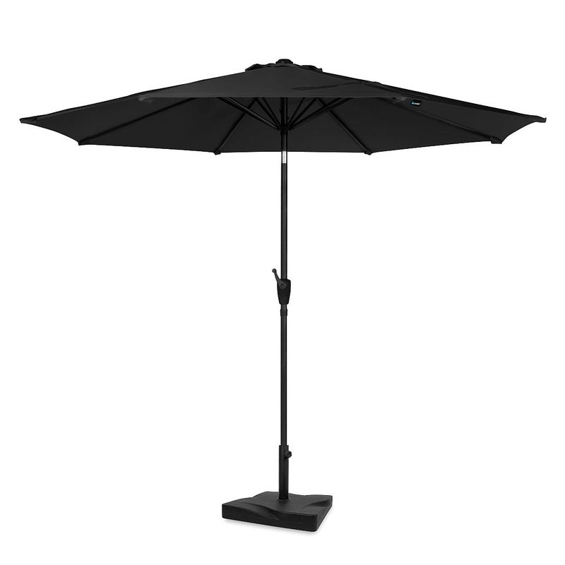 Foto van Vonroc parasol recanati ø300cm - premium stokparasol - antraciet/zwart incl. parasolvoet