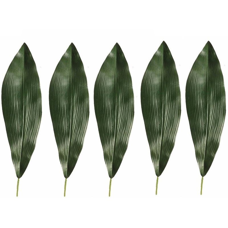 Foto van 5x kunstplant aspidistra blad 75 cm donkergroen - kunstplanten