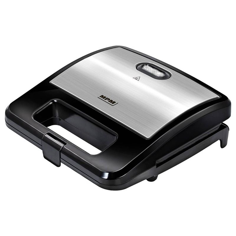 Foto van Mpm - tosti apparaat - contactgrill - anti aanbaklaag - indicatielampje - rvs - 750w - zwart