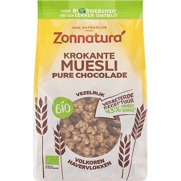 Foto van Zonnatura bio krokante muesli pure chocolade 375g bij jumbo