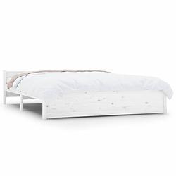 Foto van The living store bedframe massief hout wit 150x200 cm 5ft king size - bed