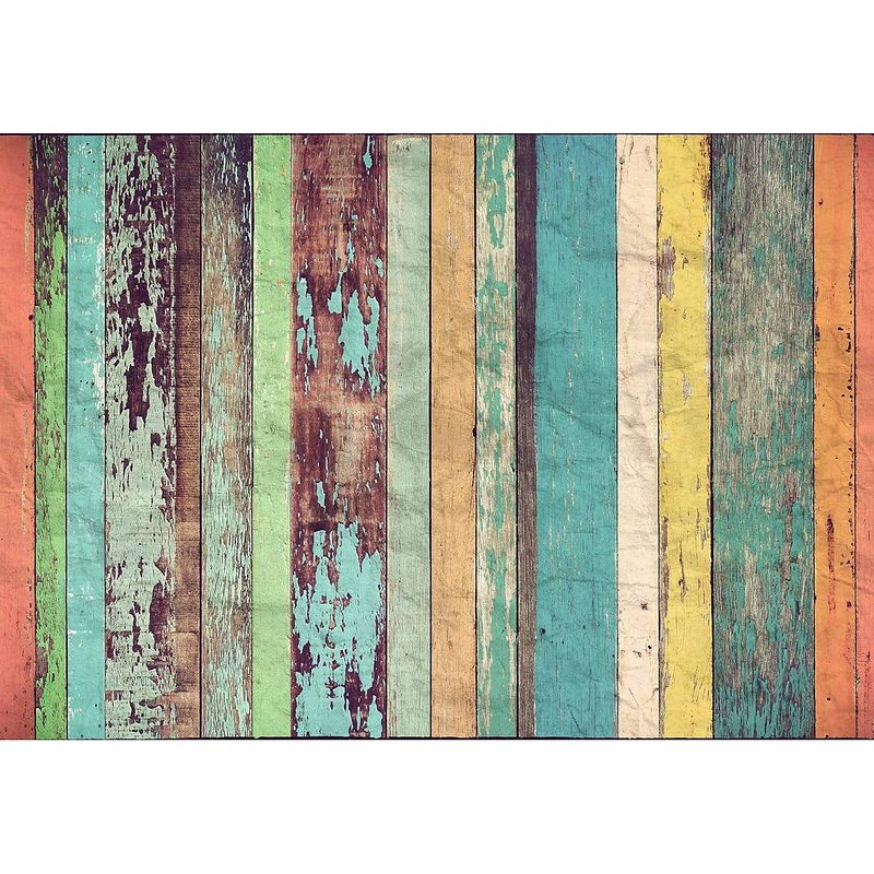 Foto van - colored wooden wall - 366 x 254 cm - multi