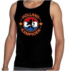 Foto van Zwart fan tanktop / kleding holland kampioen met leeuw ek/ wk voor heren xl - feestshirts