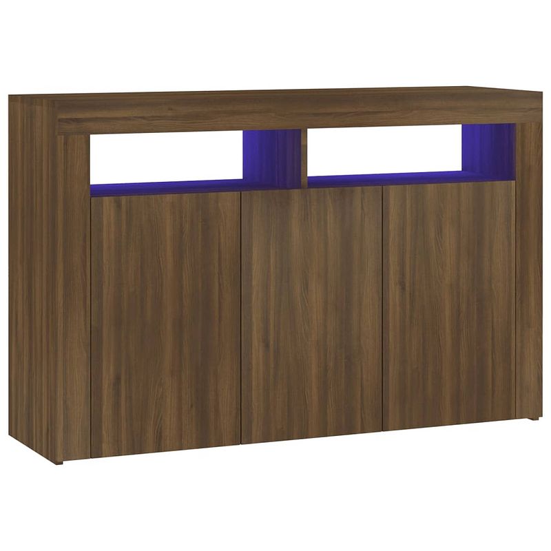 Foto van Vidaxl dressoir met led-verlichting 115,5x30x75 cm cm bruineiken