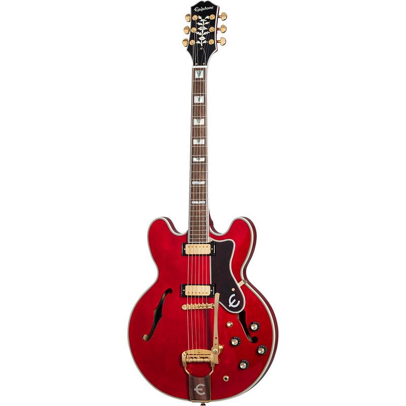 Foto van Epiphone 150th anniversary sheraton cherry semi-akoestische gitaar met hard case