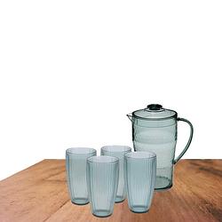 Foto van Excellent houseware grote waterglazen 650 ml en karaf 2 liter van kunststof - drinkglazen