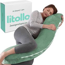 Foto van Litollo® zwangerschapskussen (j-vorm) - zijslaapkussen - voedingskussen - lichaamskussen - body pillow - 145cm
