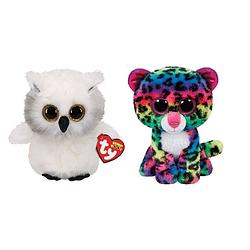 Foto van Ty - knuffel - beanie boo's - ausitin owl & dotty leopard