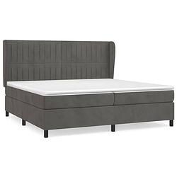 Foto van The living store boxspring bed - donkergrijs fluweel - 203x203x118/128 cm - pocketvering