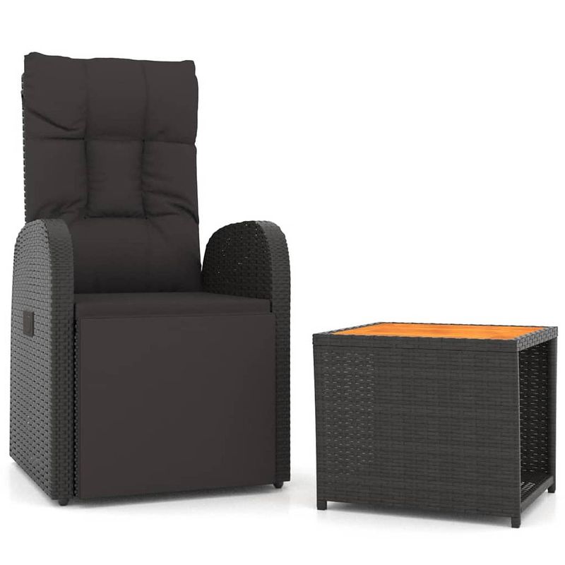 Foto van Vidaxl 2-delige loungeset poly rattan en massief acaciahout zwart