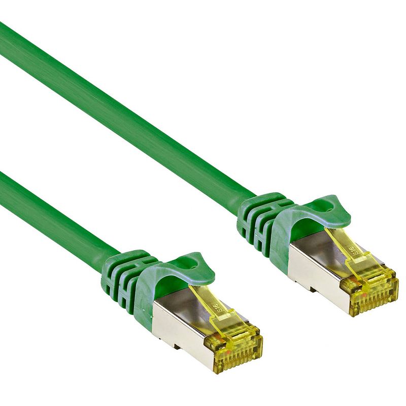 Foto van Cat 7 - s/ftp - netwerkkabel - patchkabel - afgeschermd - 10 gbps - 20 meter - groen - allteq