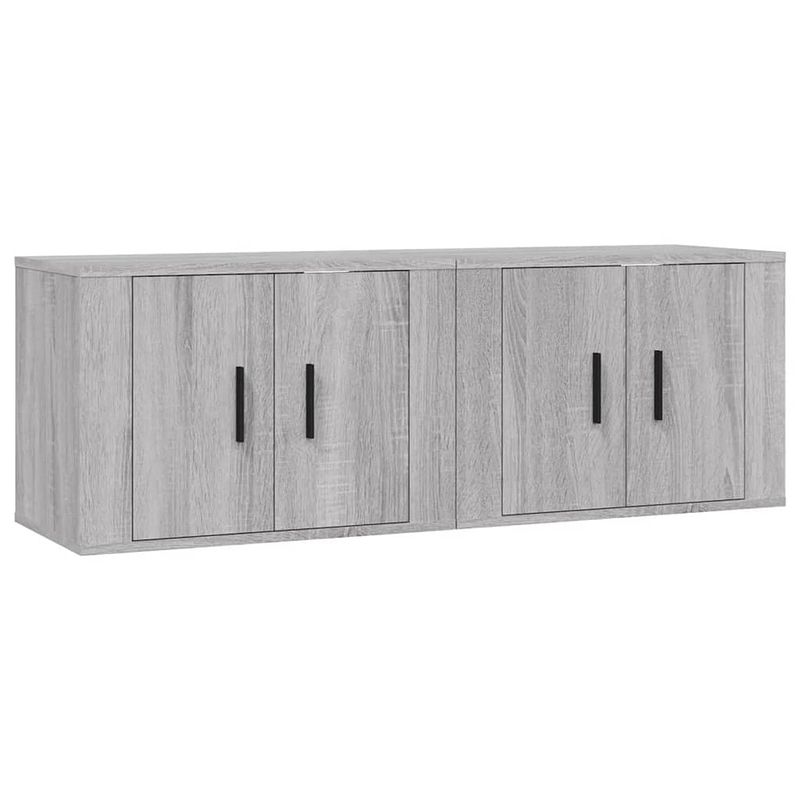 Foto van The living store tv wandmeubel - naam - tv-kast - 57x34.5x40 cm - grijs sonoma eiken - voldoende opbergruimte