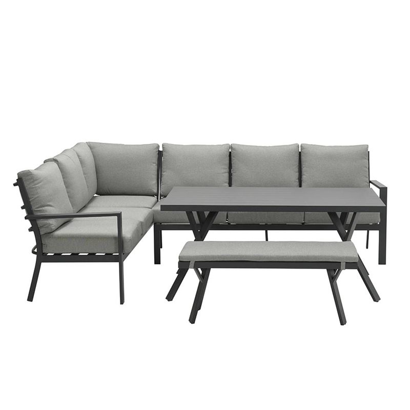 Foto van Garden impressions senja lounge dining set 4-delig links - donker grijs