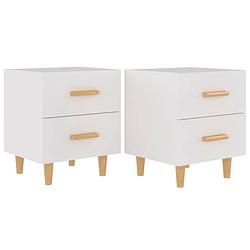 Foto van The living store nachtkastjes scandinavisch - 40 x 35 x 47.5 cm - wit - 2 lades - houten handvatten