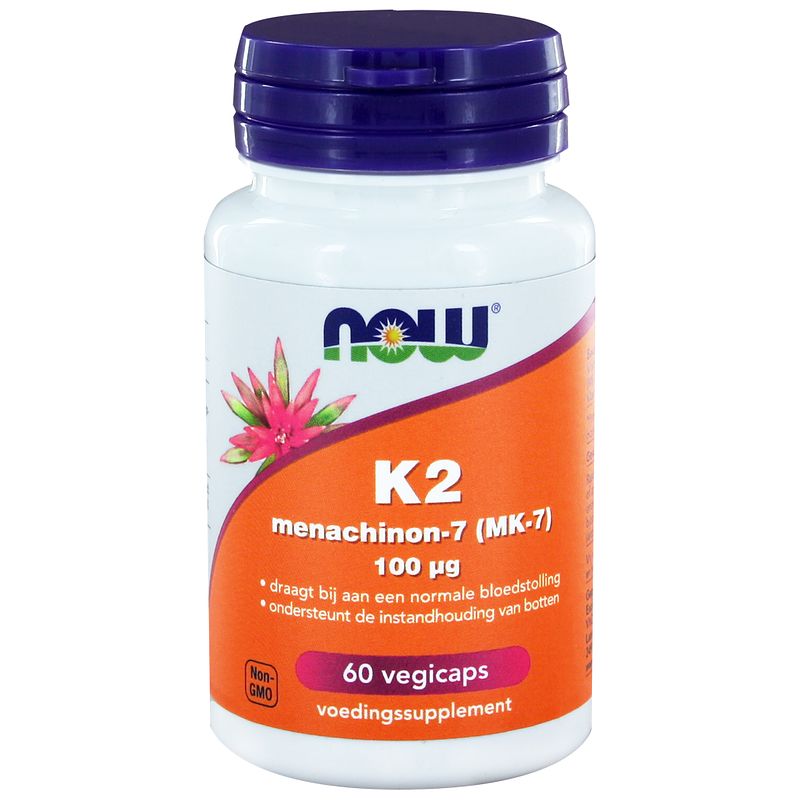 Foto van Now vitamine k2 menachinon 7 100mcg capsules