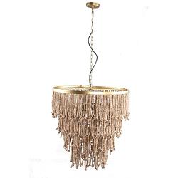 Foto van Ptmd cille natural hanging lamp wood beaded loose