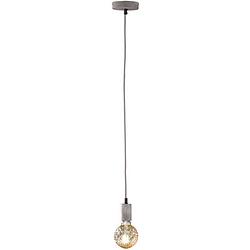 Foto van Led hanglamp - hangverlichting - trion cardino - e27 fitting - 1-lichts - rond - antiek grijs - aluminium