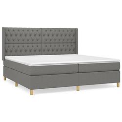 Foto van The living store boxspringbed - donkergrijs - 203 x 203 x 118/128 cm - pocketvering - middelharde ondersteuning -