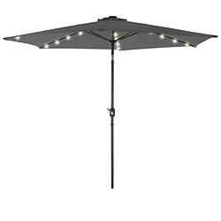 Foto van Parasol antraciet met led solar, ø 300 cm, rond, met zwengel