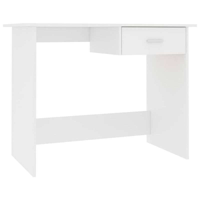 Foto van The living store bureau modern - computerbureau 100x50x76 cm - bewerkt hout - wit - met lade