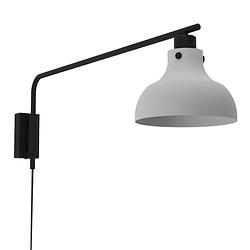 Foto van Eglo matlock wandlamp - e27 - 25 cm - grijs/zwart - staal