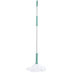 Foto van Urban living schoonmaak/dweil vloermop met telescoopsteel - uitschuifbaar 85 tot 125 cm - wit/groen - vloermoppen