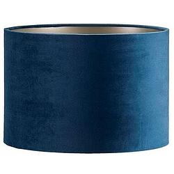 Foto van Kap cilinder - blauw velours - ø30x21 cm - leen bakker