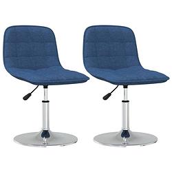 Foto van The living store draaibare eetkamerstoelen - blauw - 42.5 x 45 x (65 - 79.5) cm - verchroomd staal en stof