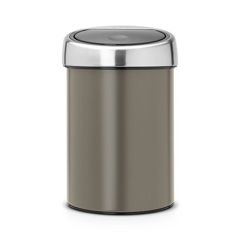 Foto van Brabantia touch bin wandafvalemmer 3 liter met kunststof binnenemmer - platinum / matt steel