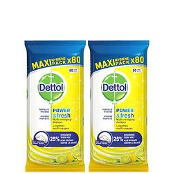 Foto van Dettol schoonmaakdoekjes power & fresh - citrus - 80 stuks x2