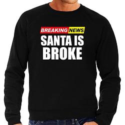 Foto van Foute humor kersttrui breaking news broke kerst sweater zwart voor heren 2xl - kerst truien